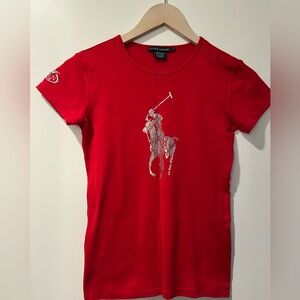 Polo by Ralph Lauren Vintage Red Equestrian Tee size M